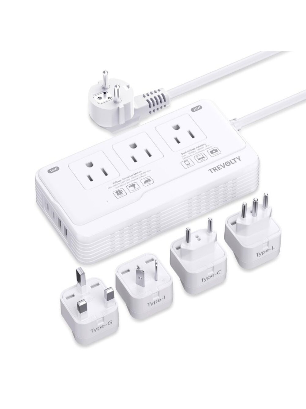 2000W Voltage Converter US to Europe for Hair Dryer, 220V to 110V Converter for